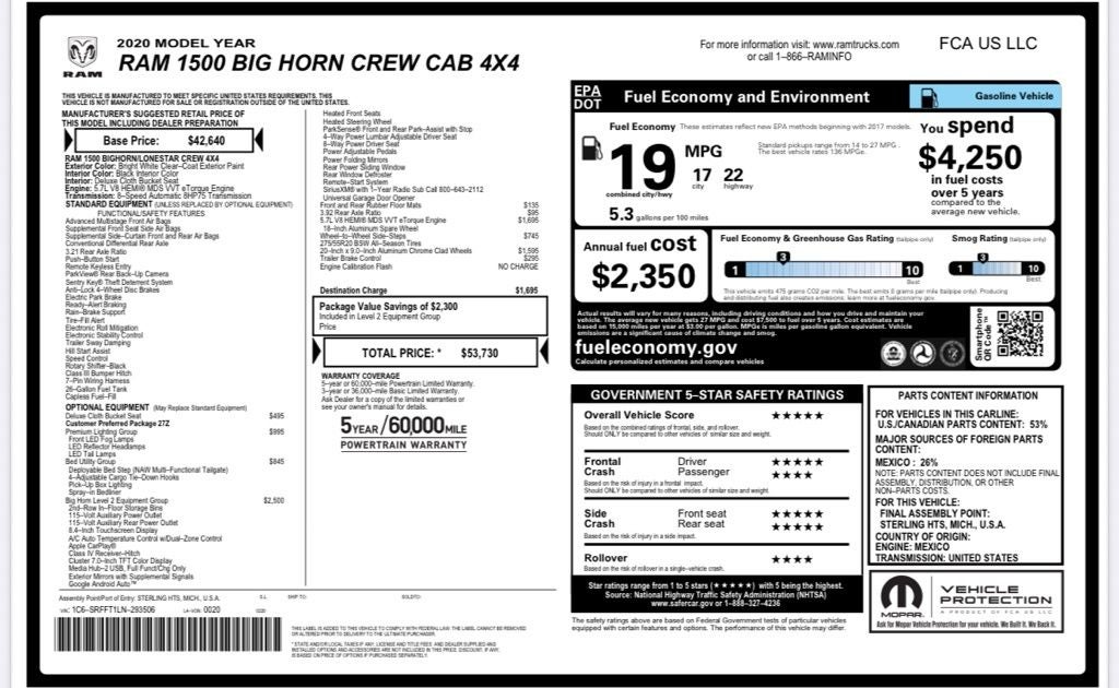2020 RAM 1500 Big Horn/Lone Star