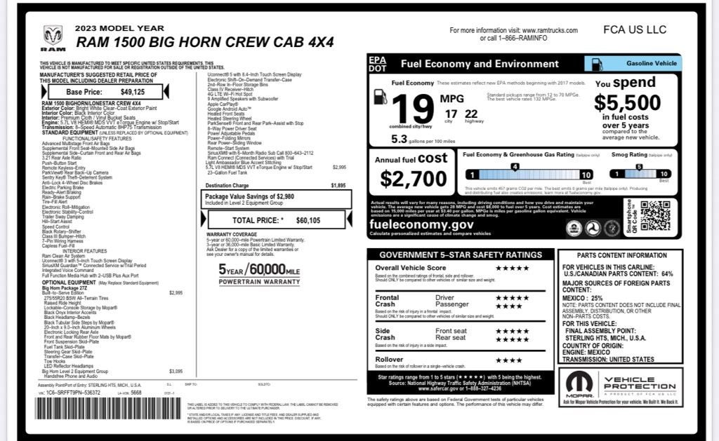 2023 RAM 1500 Big Horn/Lone Star