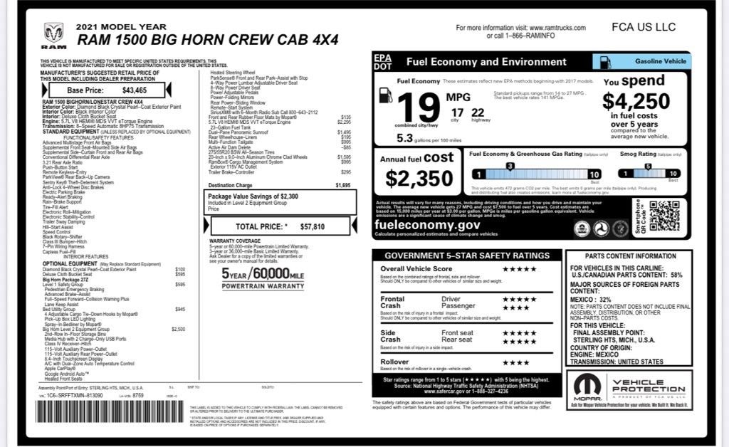 2021 RAM 1500 Big Horn/Lone Star