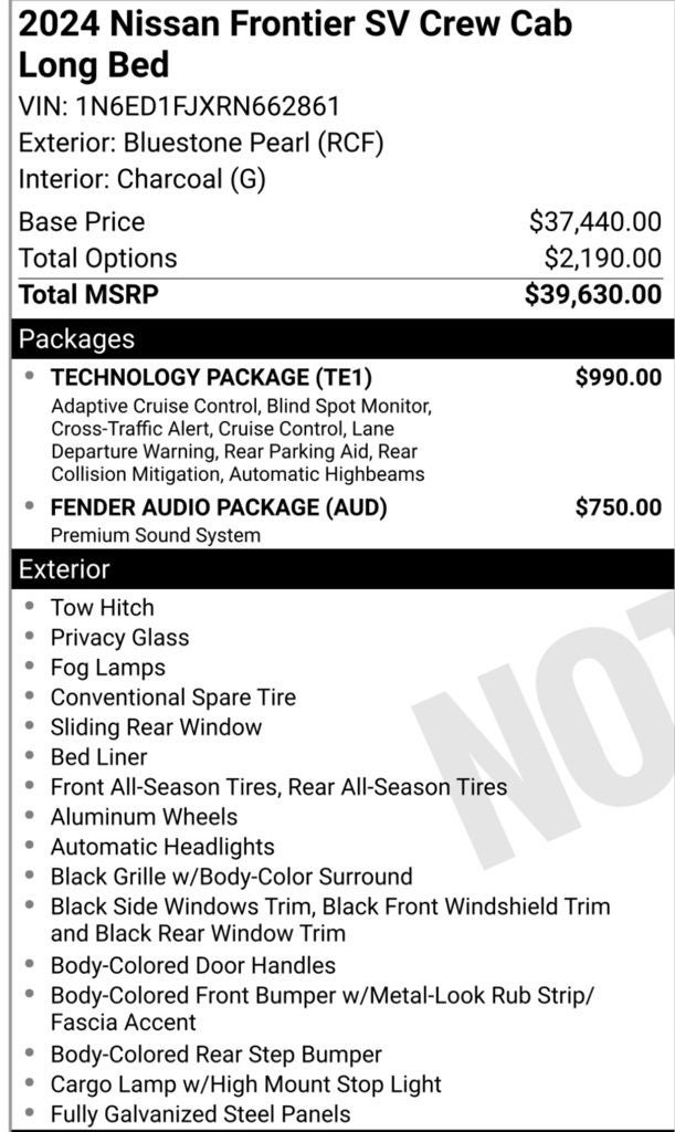 2024 Nissan Frontier SV