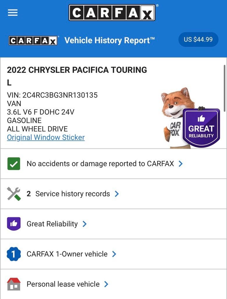 2022 Chrysler Pacifica Touring L