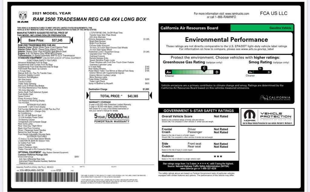 2021 RAM 2500 Tradesman