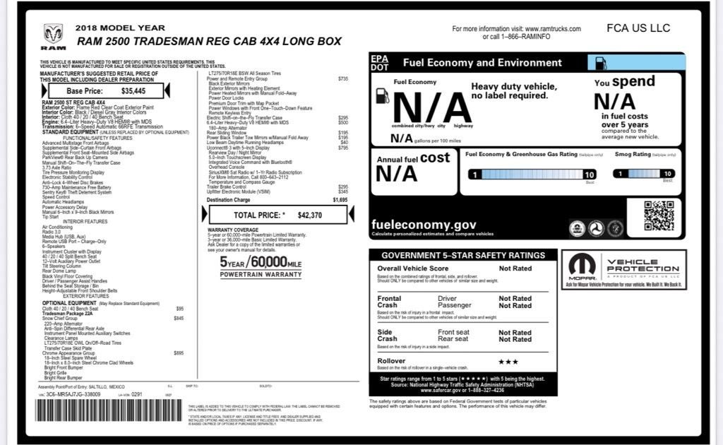 2018 RAM 2500 Tradesman