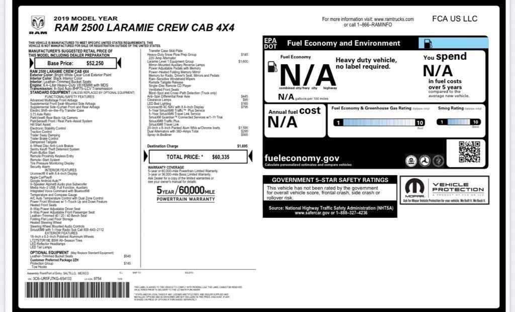 2019 RAM 2500 Laramie