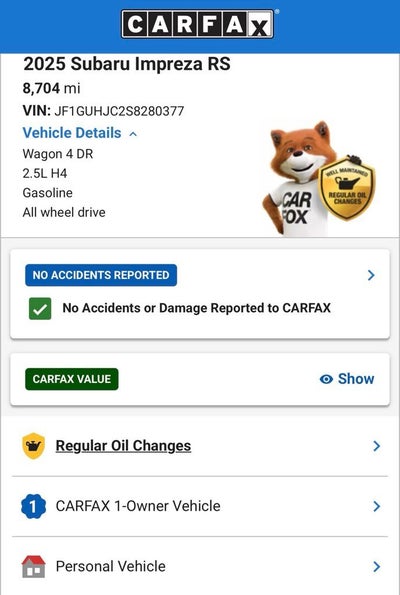 2025 Subaru Impreza 2.5RS