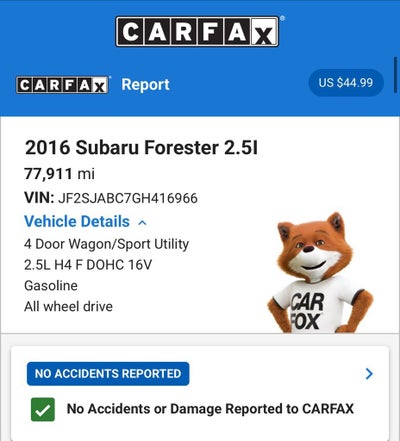 2016 Subaru Forester 2.5i