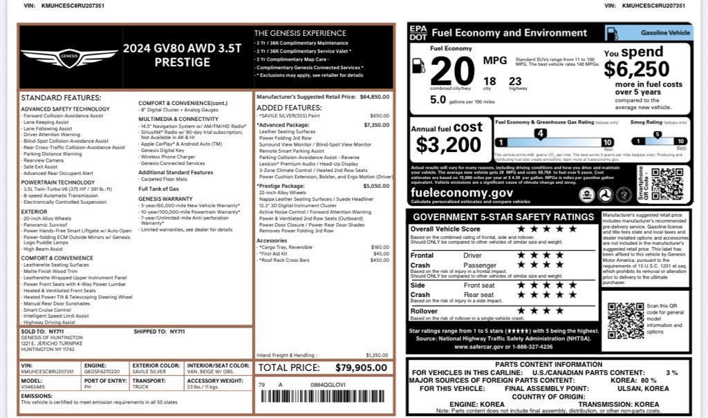2024 Genesis GV80 3.5T