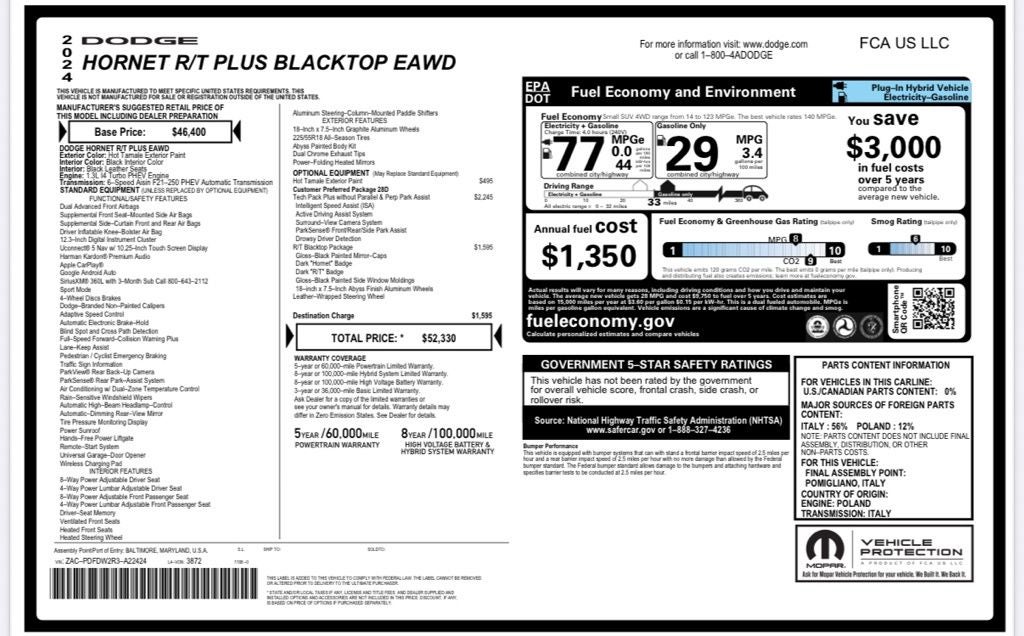 2024 Dodge Hornet R/T Plus
