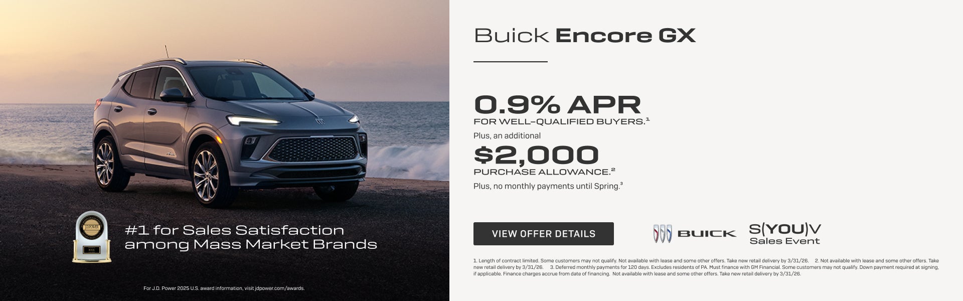 0.9% APR
FOR WELL-QUALIFIED BUYERS.1

Plus, $2,000 PURCHASE ALLOWANCE.2

Plus, no monthly payment...